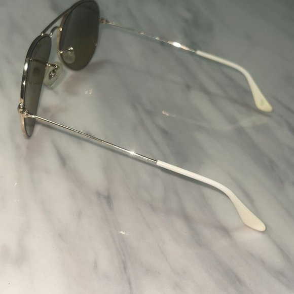 Ray Ban Unisex - Slim Aviator Sunglasses w/White Accent - Picture 9 of 9